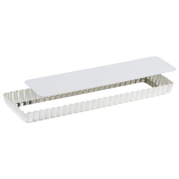 Tarte maison cannelée - fer blanc - fond mobile - 350x110 mm dim ext / 340x100mm dim int - h25mm